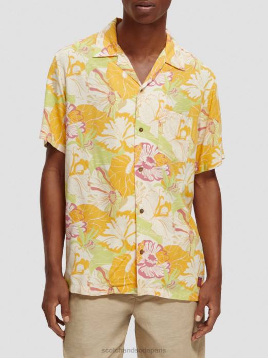 Scotch & Soda Hommes chemise de camp imprimée aop floral jaune vêtements 4HB4304