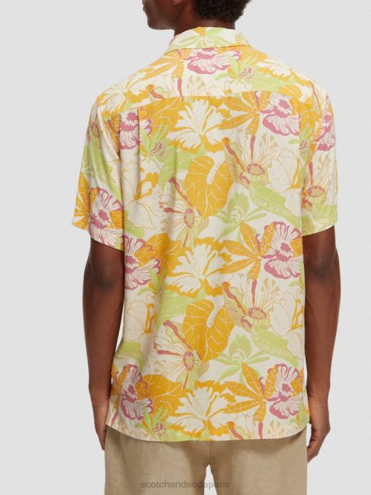Scotch & Soda Hommes chemise de camp imprimée aop floral jaune vêtements 4HB4304