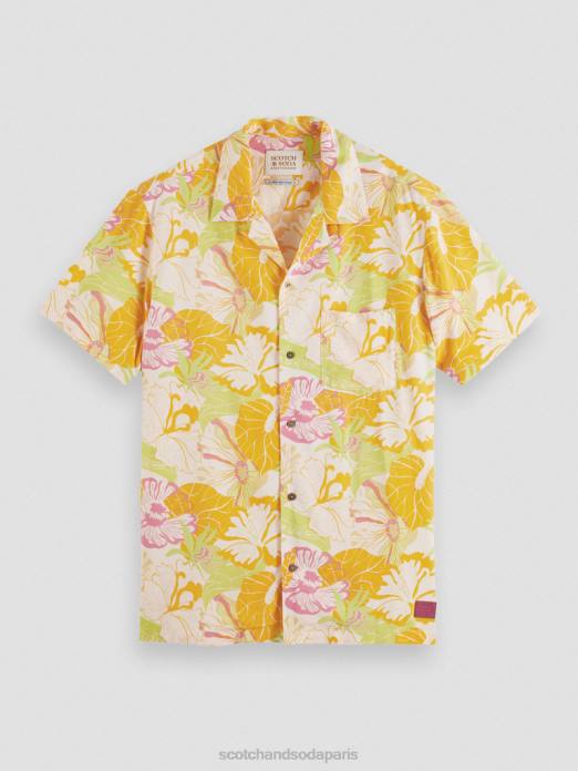 Scotch & Soda Hommes chemise de camp imprimée aop floral jaune vêtements 4HB4304