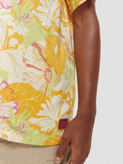 Scotch & Soda Hommes chemise de camp imprimée aop floral jaune vêtements 4HB4304
