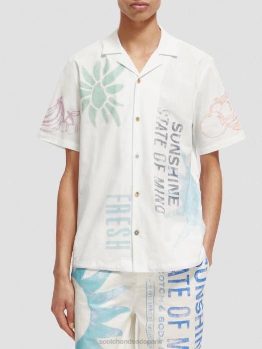 Scotch & Soda Hommes chemise de camp imprimée coupe classique impression de timbre vêtements 4HB4333