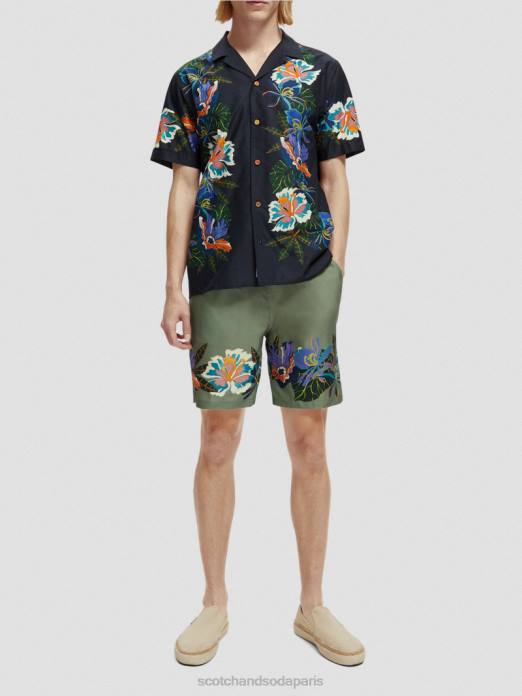 Scotch & Soda Hommes chemise de camp imprimée en coton biologique fleur de bordure vêtements 4HB4327