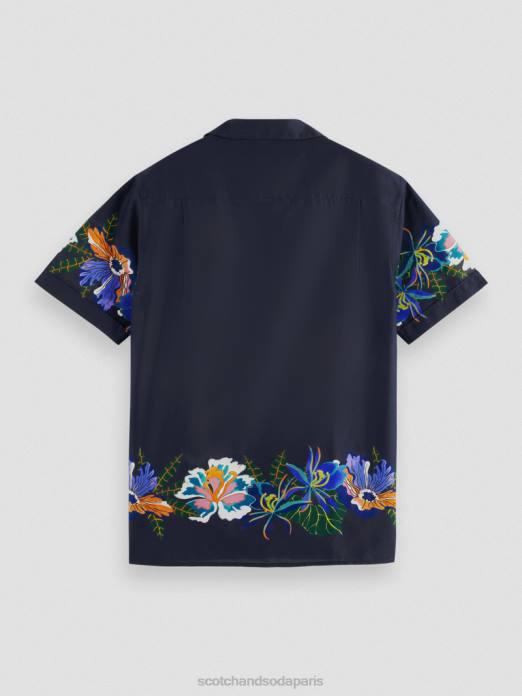 Scotch & Soda Hommes chemise de camp imprimée en coton biologique fleur de bordure vêtements 4HB4327
