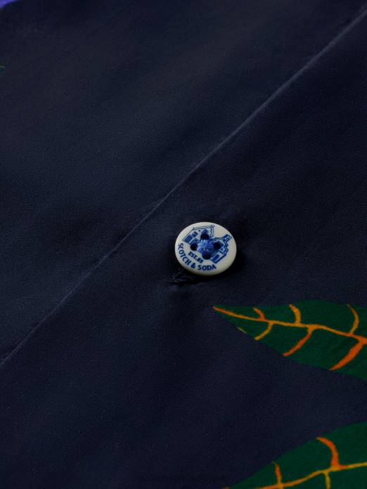 Scotch & Soda Hommes chemise de camp imprimée en coton biologique fleur de bordure vêtements 4HB4327