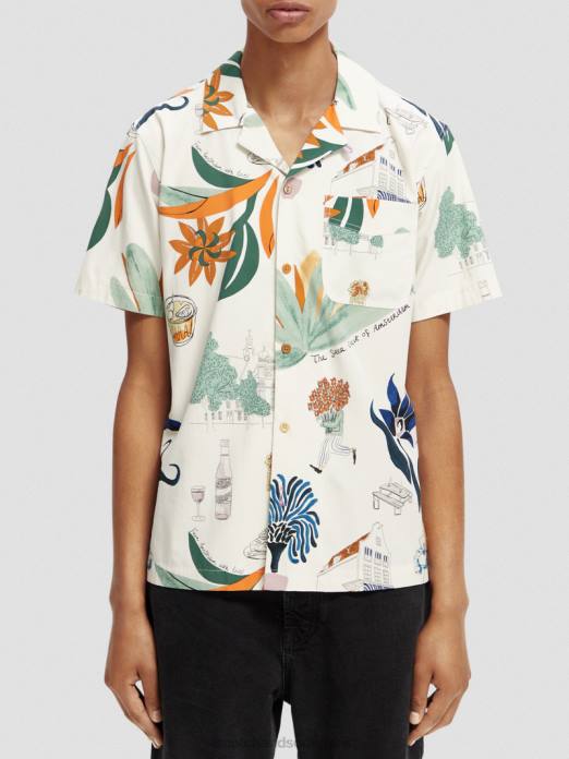 Scotch & Soda Hommes chemise de camp imprimée à manches courtes combinaison c vêtements 4HB4283