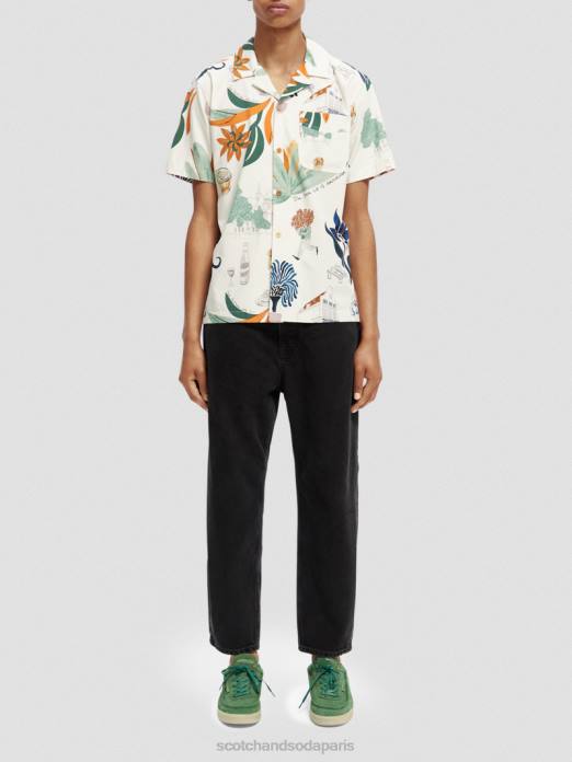 Scotch & Soda Hommes chemise de camp imprimée à manches courtes combinaison c vêtements 4HB4283