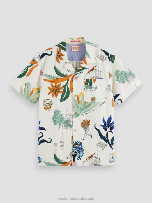 Scotch & Soda Hommes chemise de camp imprimée à manches courtes combinaison c vêtements 4HB4283