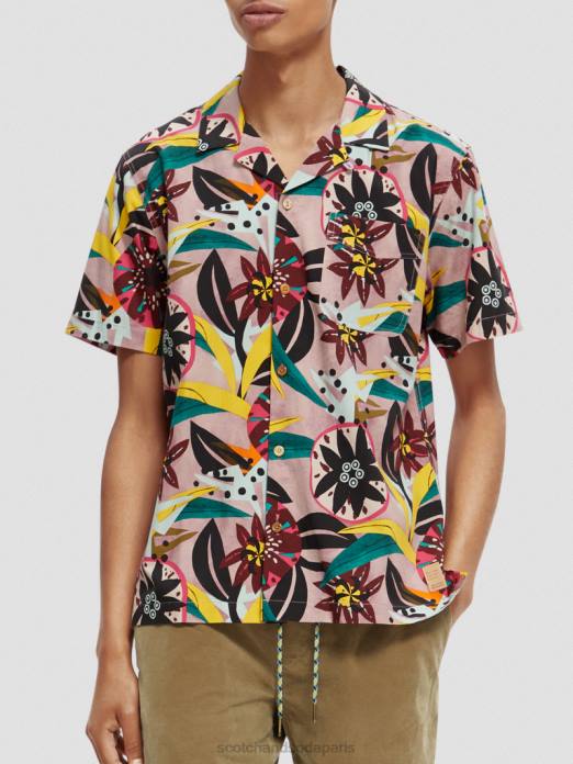 Scotch & Soda Hommes chemise de camp imprimée à manches courtes combiner un vêtements 4HB4285