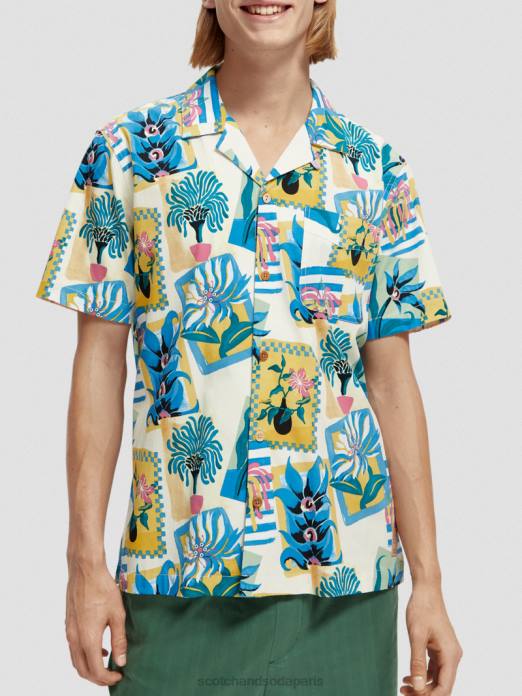Scotch & Soda Hommes chemise de camp imprimée à manches courtes combo b vêtements 4HB4282