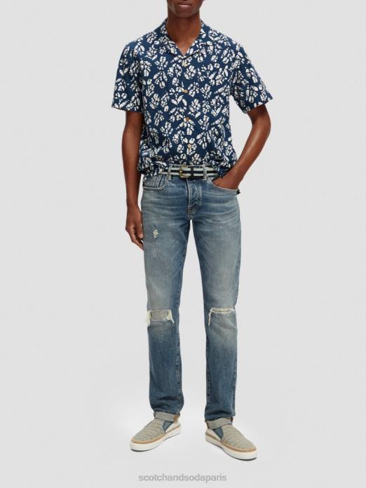 Scotch & Soda Hommes chemise de camp imprimée à manches courtes combo d vêtements 4HB4284