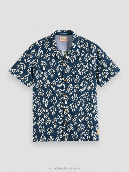 Scotch & Soda Hommes chemise de camp imprimée à manches courtes combo d vêtements 4HB4284