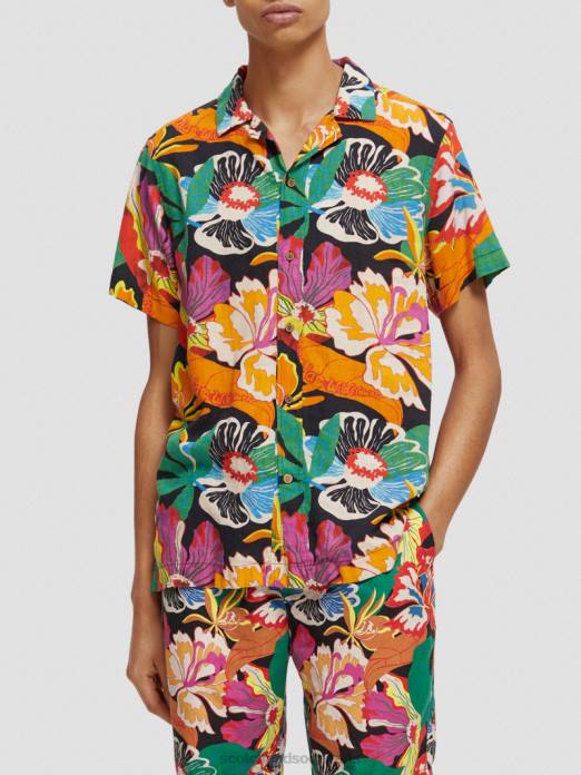 Scotch & Soda Hommes chemise de camp imprimée à manches courtes floral vêtements 4HB4330