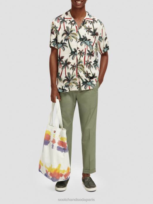 Scotch & Soda Hommes chemise de camp imprimée palmiers blanc cassé aop vêtements 4HB4306