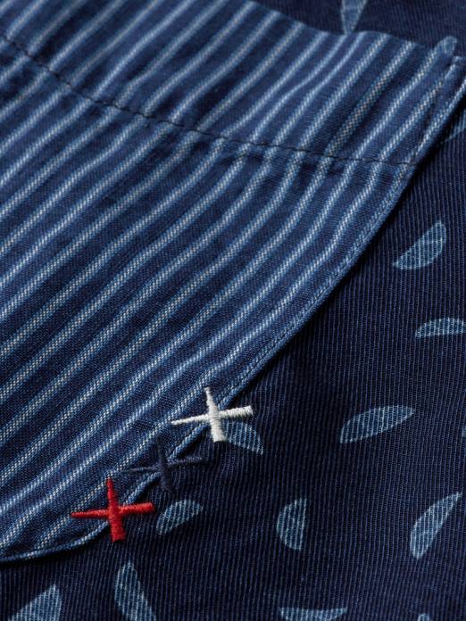 Scotch & Soda Hommes chemise de camp à patchwork indigo partout vêtements 4HB4343