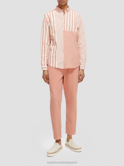 Scotch & Soda Hommes chemise en chambray mélangé léger coupe décontractée cerise vêtements 4HB4315