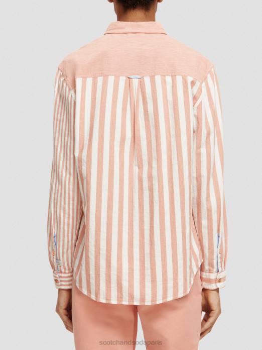 Scotch & Soda Hommes chemise en chambray mélangé léger coupe décontractée cerise vêtements 4HB4315