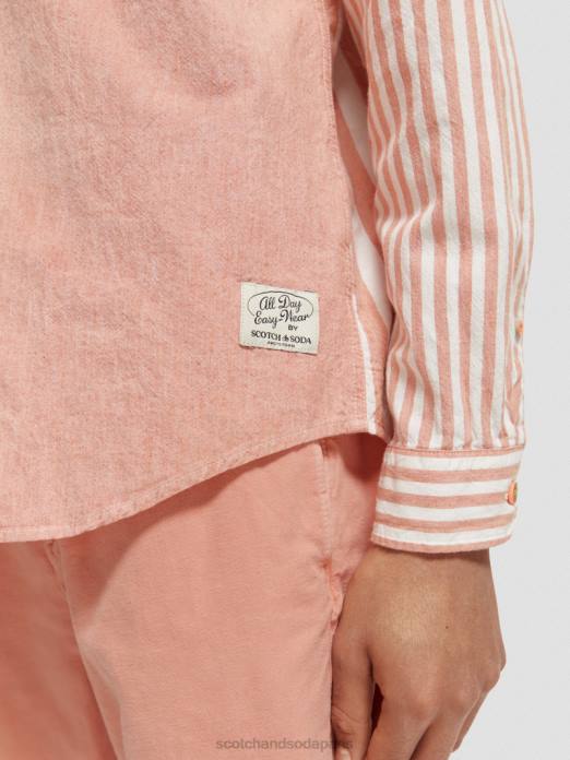 Scotch & Soda Hommes chemise en chambray mélangé léger coupe décontractée cerise vêtements 4HB4315