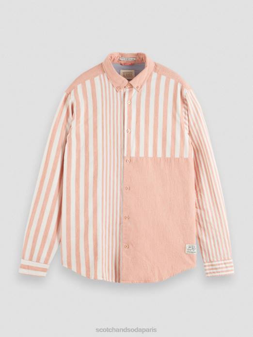 Scotch & Soda Hommes chemise en chambray mélangé léger coupe décontractée cerise vêtements 4HB4315