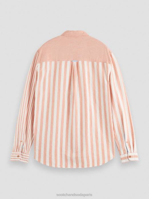 Scotch & Soda Hommes chemise en chambray mélangé léger coupe décontractée cerise vêtements 4HB4315