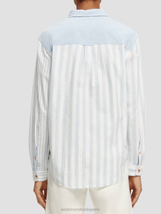 Scotch & Soda Hommes chemise en chambray mélangé léger coupe décontractée mer bleue vêtements 4HB4314