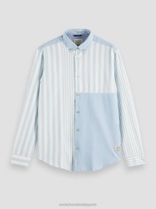 Scotch & Soda Hommes chemise en chambray mélangé léger coupe décontractée mer bleue vêtements 4HB4314