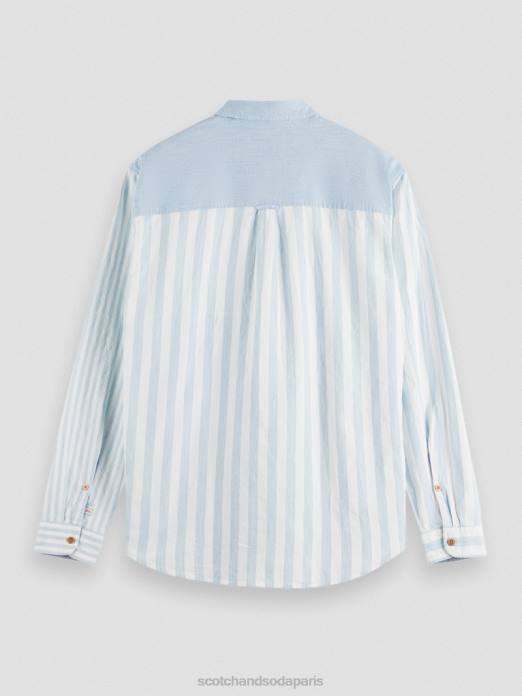 Scotch & Soda Hommes chemise en chambray mélangé léger coupe décontractée mer bleue vêtements 4HB4314