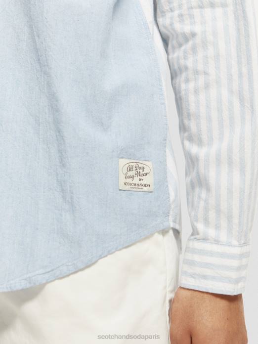 Scotch & Soda Hommes chemise en chambray mélangé léger coupe décontractée mer bleue vêtements 4HB4314