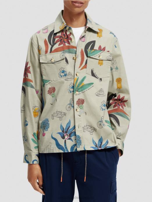 Scotch & Soda Hommes chemise en coton biologique imprimée coupe décontractée combiner un vêtements 4HB4298
