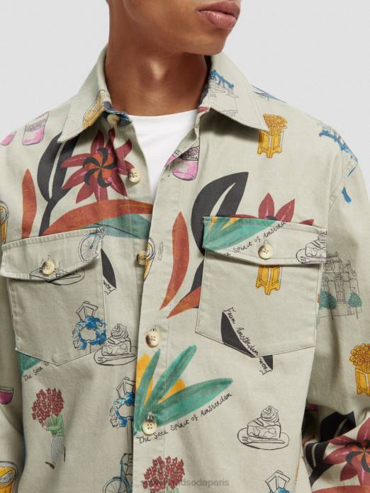 Scotch & Soda Hommes chemise en coton biologique imprimée coupe décontractée combiner un vêtements 4HB4298