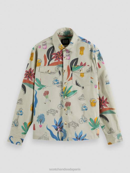 Scotch & Soda Hommes chemise en coton biologique imprimée coupe décontractée combiner un vêtements 4HB4298
