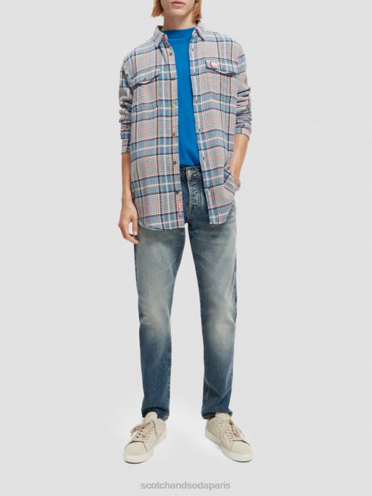 Scotch & Soda Hommes chemise en flanelle brossée coupe classique combo b vêtements 4HB4336