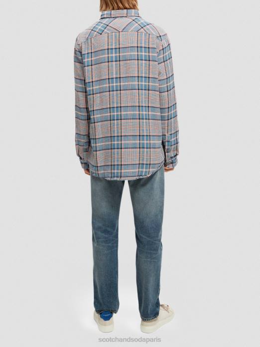 Scotch & Soda Hommes chemise en flanelle brossée coupe classique combo b vêtements 4HB4336