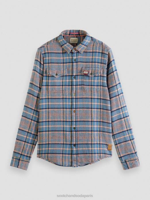 Scotch & Soda Hommes chemise en flanelle brossée coupe classique combo b vêtements 4HB4336