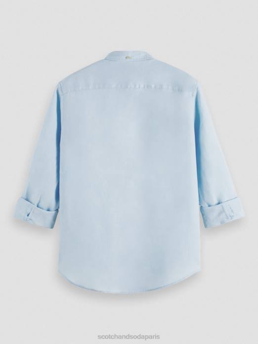 Scotch & Soda Hommes chemise en lin avec ajustements aux manches ciel vêtements 4HB4287