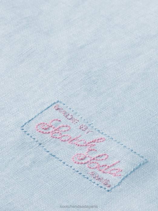 Scotch & Soda Hommes chemise en lin avec ajustements aux manches ciel vêtements 4HB4287