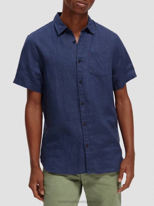 Scotch & Soda Hommes chemise en lin à poches Marin vêtements 4HB4338