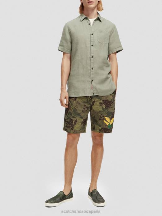 Scotch & Soda Hommes chemise en lin à poches armée vêtements 4HB4341