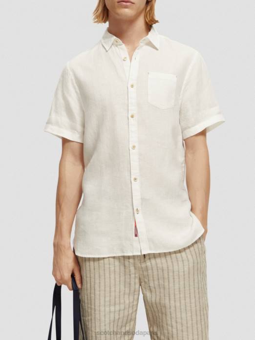 Scotch & Soda Hommes chemise en lin à poches blanc vêtements 4HB4340