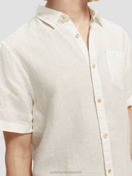 Scotch & Soda Hommes chemise en lin à poches blanc vêtements 4HB4340