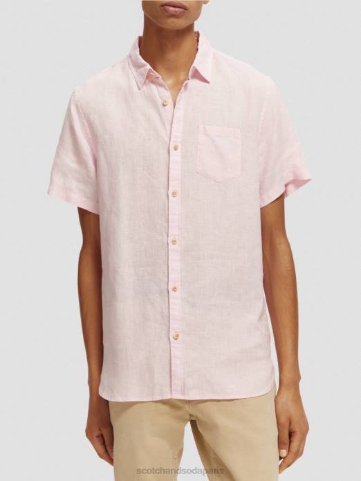 Scotch & Soda Hommes chemise en lin à poches rose vêtements 4HB4342