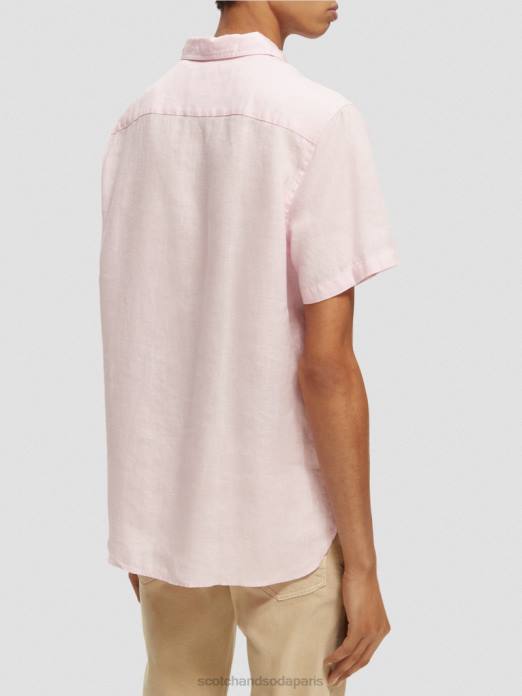 Scotch & Soda Hommes chemise en lin à poches rose vêtements 4HB4342