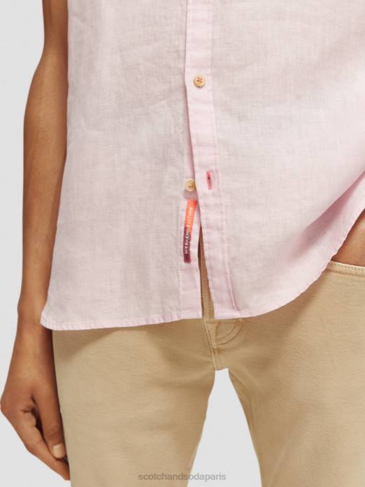 Scotch & Soda Hommes chemise en lin à poches rose vêtements 4HB4342
