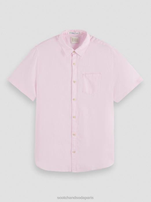 Scotch & Soda Hommes chemise en lin à poches rose vêtements 4HB4342