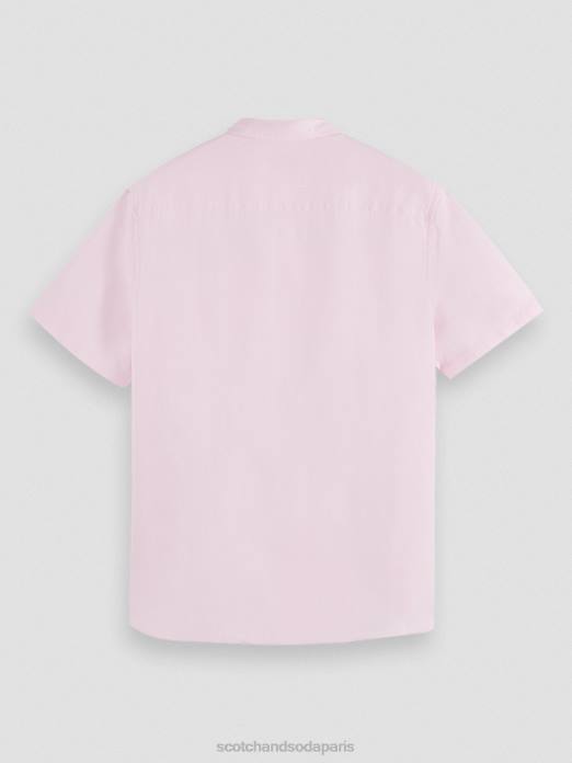 Scotch & Soda Hommes chemise en lin à poches rose vêtements 4HB4342