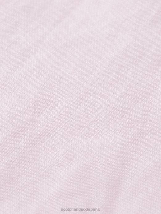 Scotch & Soda Hommes chemise en lin à poches rose vêtements 4HB4342