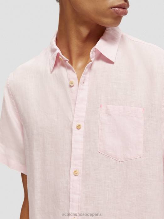 Scotch & Soda Hommes chemise en lin à poches rose vêtements 4HB4342