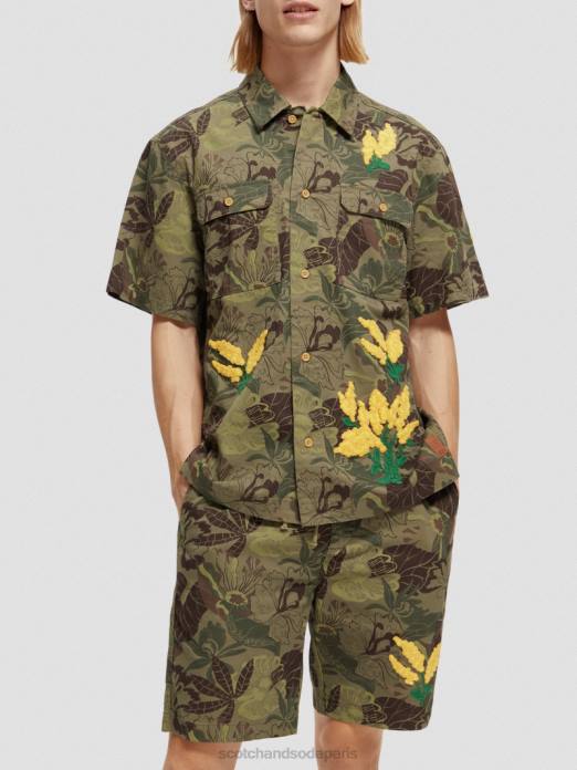 Scotch & Soda Hommes chemise en sergé imprimé à broderies camouflage floral vêtements 4HB4328
