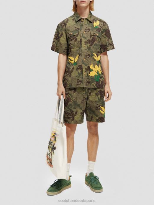 Scotch & Soda Hommes chemise en sergé imprimé à broderies camouflage floral vêtements 4HB4328