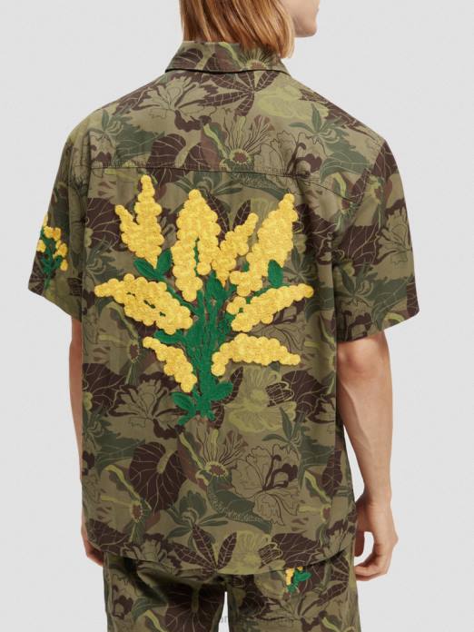 Scotch & Soda Hommes chemise en sergé imprimé à broderies camouflage floral vêtements 4HB4328