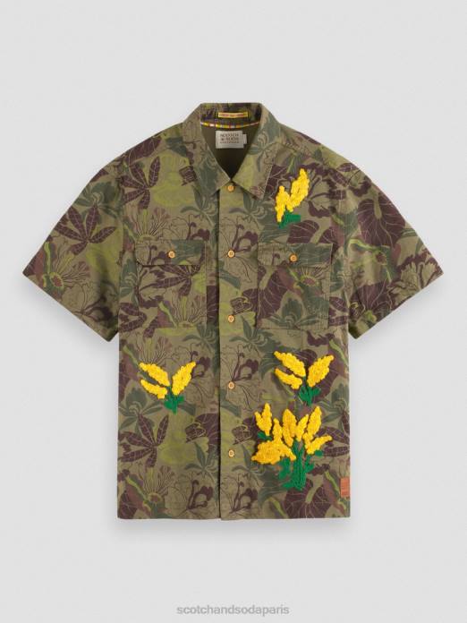 Scotch & Soda Hommes chemise en sergé imprimé à broderies camouflage floral vêtements 4HB4328